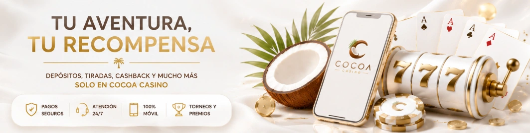 Banner de Cashback Free Spins y ofertas VIP de Cocoa Casino